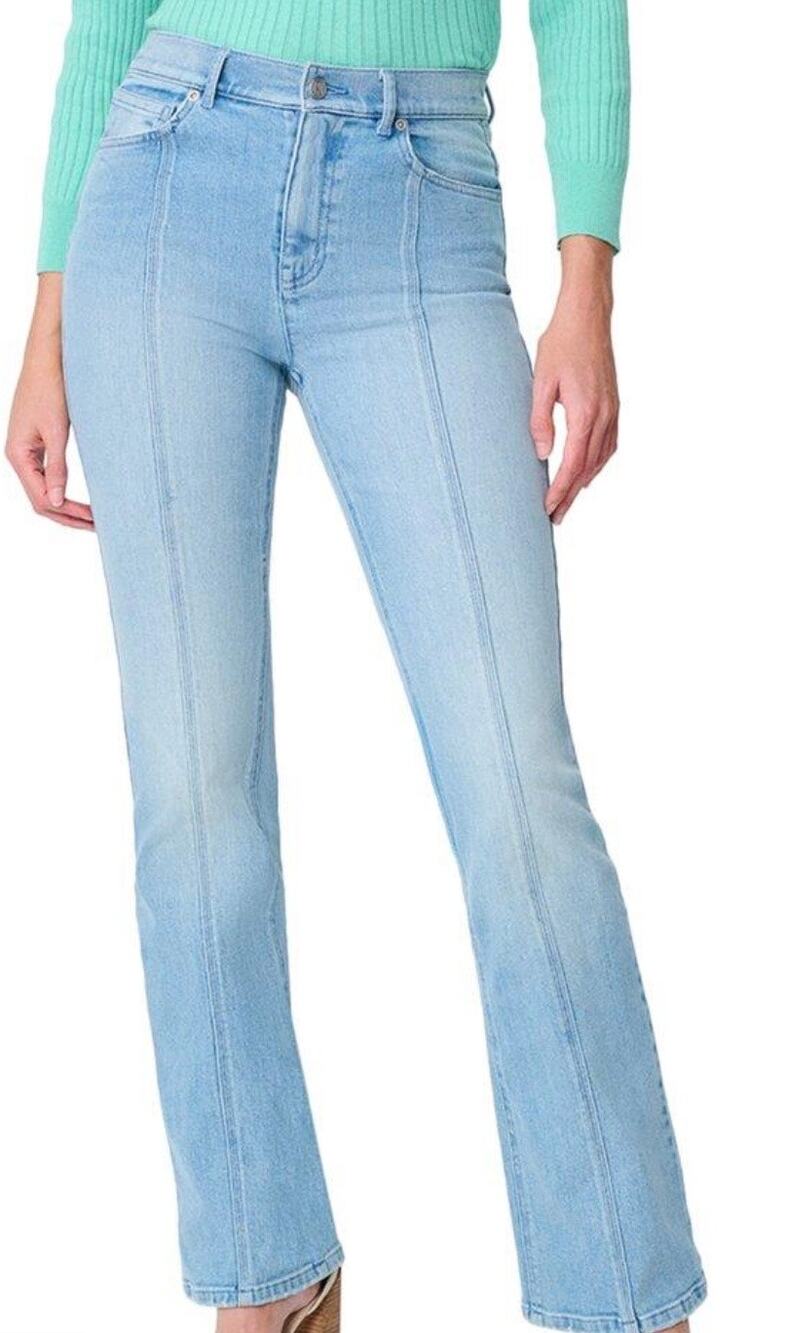 J. McLaughlin Women's Size 12 Light Wash Denim Jeans Front Seam Boot Cut Stretch
